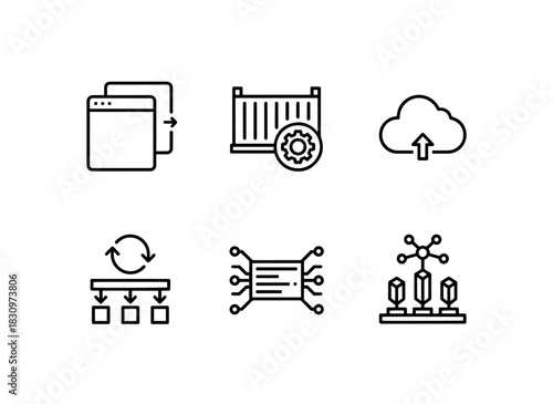 Virtualization Containerization Cloud Computing Load Balancer Network Switch IT Infrastructure Icon Set
