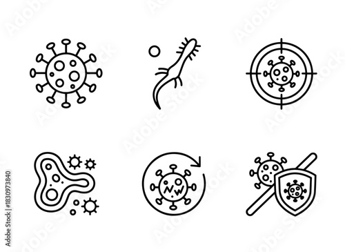 Virus Cell Virus Particle Virus Attack Immune Response Virus Mutation Infection Icon Pack