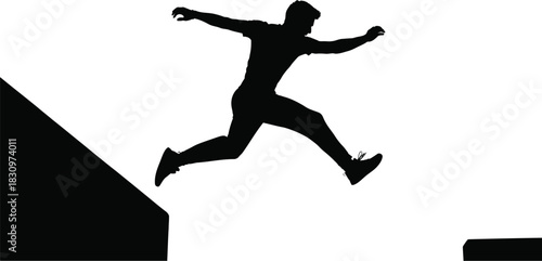 silhouette of jumping man