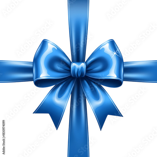 Elegant Blue Ribbon and Bow Illustration for Gifts and Celebrations