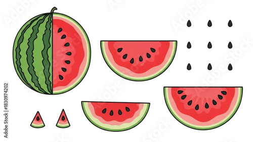Watermelon Variety Slices, Seeds, and Whole – A Sweet Summer Delight