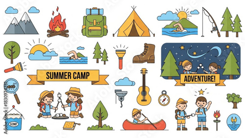 Adventure Awaits A Colorful Camping Clipart Collection for Summer Fun