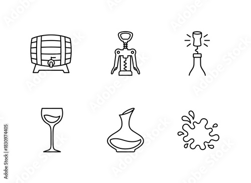 Wine Cask Wine Bottle Opener Wine Cork Removal Wine Glass Stem Wine Decanter Wine Icon Pack