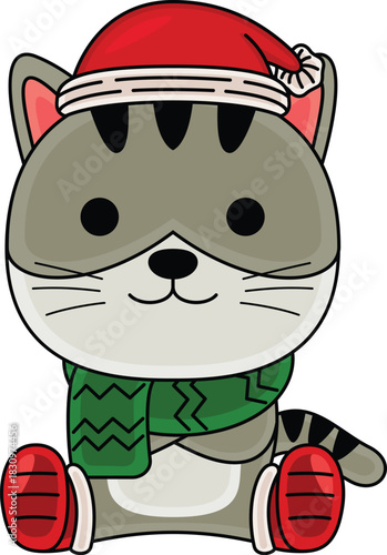 Cartoon Cat character celebrating Christmas