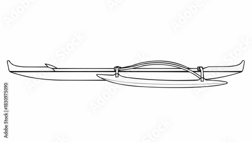 Outrigger Canoe Line Drawing.