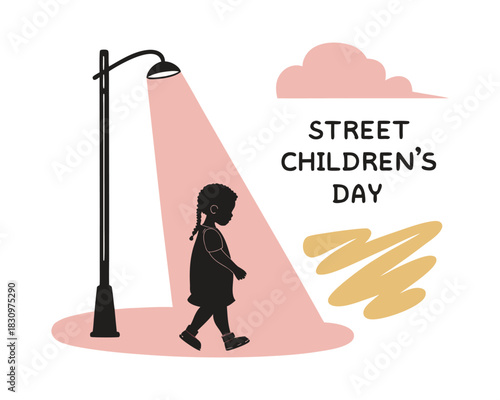 Street Children’s Day Awareness Concept – Hope, Protection, Human Rights, Social Care Illustration