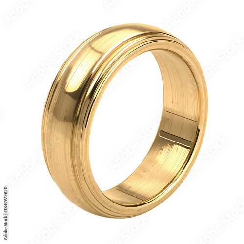 Elegant Golden Wedding Band Shining Under Bright Light in a Simple Setting