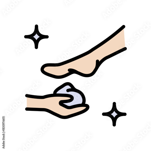 Applying foot cream, spa treatment in beauty salon and massage with cream, pedicure, moisturizing and peeling legs. Foot care color icon. Foot treatment, Podiatrist, Podiatry icons, Pedicure 
