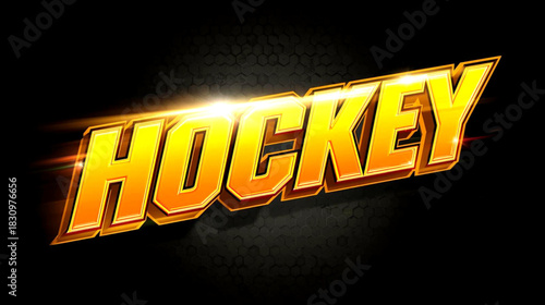 Dramatic golden 3d text effect spelling out the word hockey on black