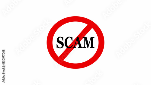 Free Download A red circle with a diagonal line through it over the word scam in black letters centered on white ground - GFXLoad