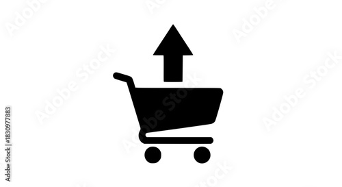 Market up basket black white icon