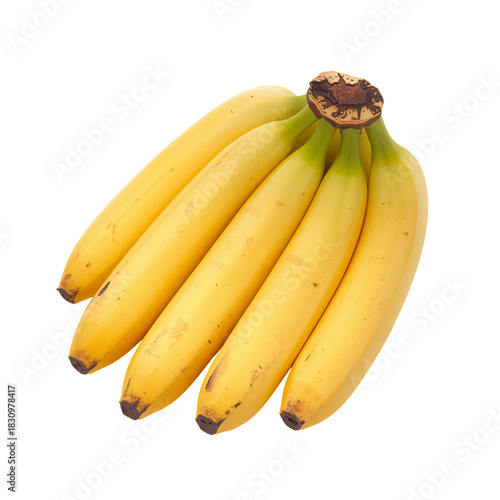 Fresh Bunch of Vibrant Yellow Bananas on a White Background Ready for Snack o...