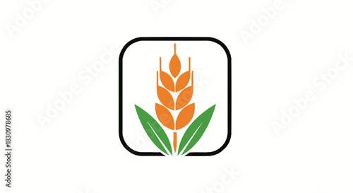 Stylized vector emblem showcasing a wheat stalk symbolizing agriculture and growth within a frame