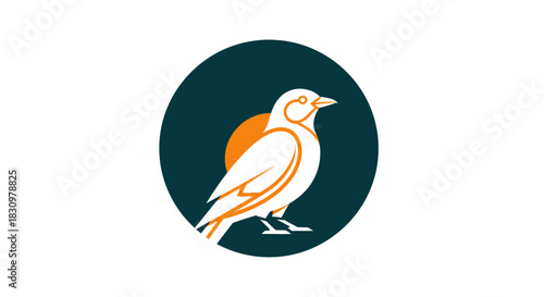 Elegant avian emblem design featuring a bird silhouette within a geometric circle badge