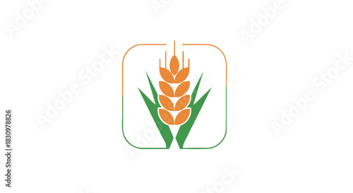 Stylized wheat stalk emblem design for agriculture branding and sustainable farming initiatives