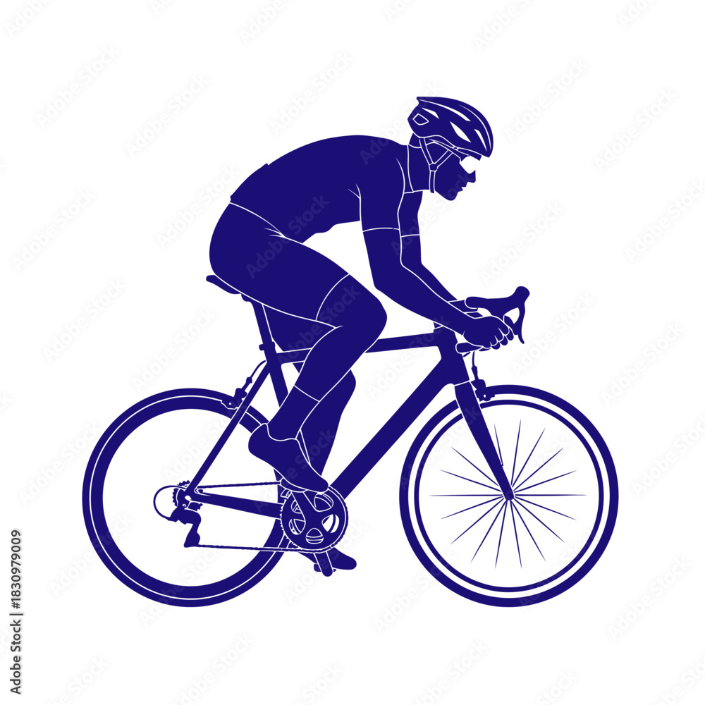 Obraz premium Silhouette of a cyclist in motion conveying speed and determination on a road race cycling activity