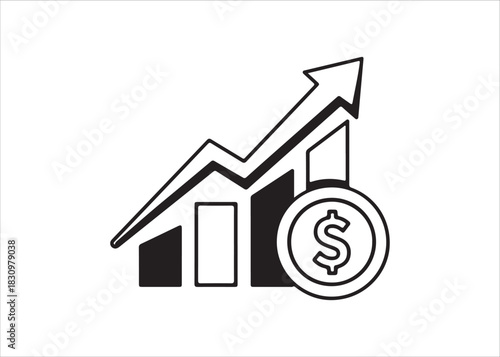 Financial Growth Chart with Dollar Sign Symbolizing Investment Success Trend