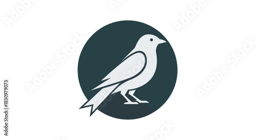 Elegant minimalist bird emblem in a dark circle offering simplicity and modern style