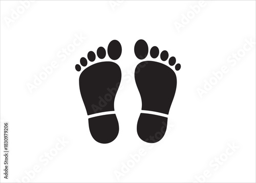 Footprints in black on white background simple and minimalist design