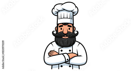 Cartoon chef with confident pose showcasing culinary expertise and professionalism