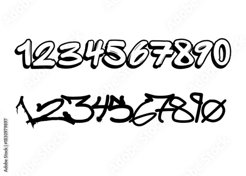 set of numbers, graffiti vector font
Vector font word on a white background