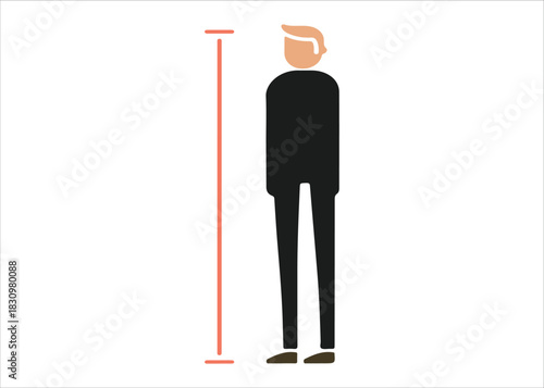 Height Measurement Icon Illustration Man Standing Next to a Line