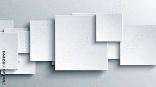 Wallpaper Mural ﻿Seamlessly looping motion graphic of minimalist white geometric panels smoothly sliding across a blank, continuous backdrop contemporary, pure, loopable Torontodigital.ca