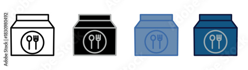 
meal package icon set multiple style collection with food packaging box design