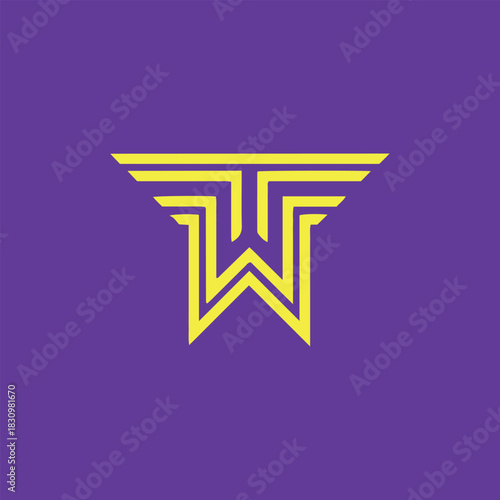 letters tw text logo design vector