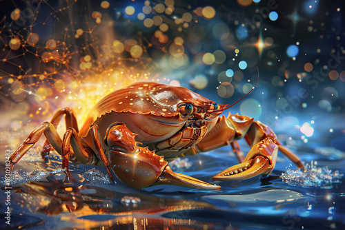 Astrological abstract composition with concept of Cancer zodiac sign symbol