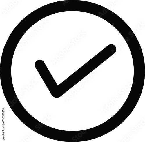 Black checkmark inside a black circle outline tick