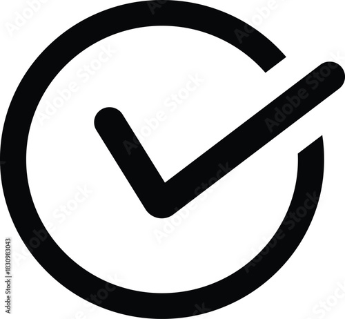 Black checkmark inside a black circle outline tick