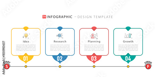 Timeline infographic template. 4 Step timeline journey, calendar Flat simple infographics design template. presentation graph. Business concept with 4 options, vector illustration.