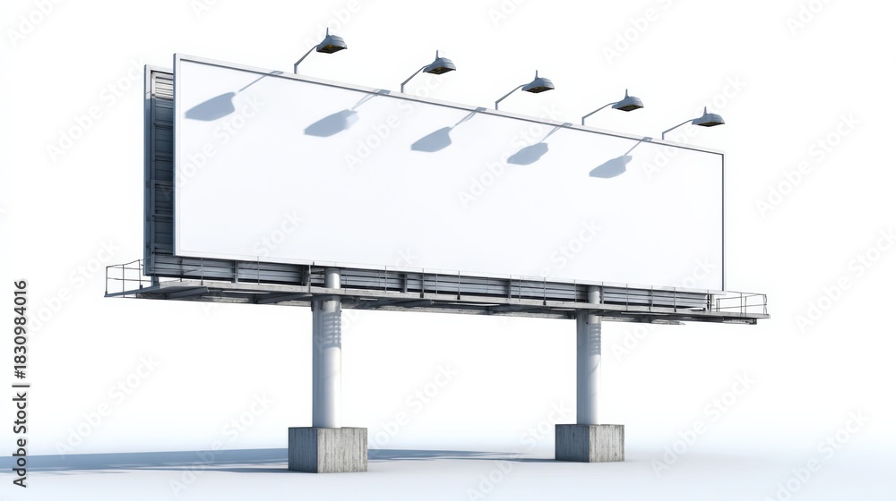 Obraz premium Blank Billboard Mockup on White Background for Advertising and Marketing Campaigns, Ready for Customization