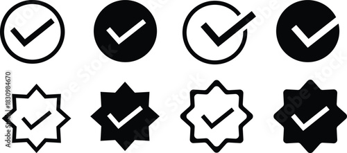 Collection of Check Mark and Verified Icons tick symbol