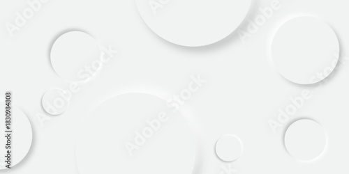 White and grey abstract modern circle background. abstract white circle shape with digital hi tech concept background technology. elegant minimal style Paper circle business banner with drop shadows.	