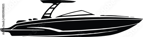 speedboat icon motorboat silhouette water sports emblem
