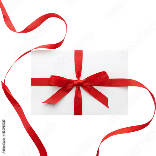 Gift Box With Red Ribbon on White Background for Celebrations and Holidays