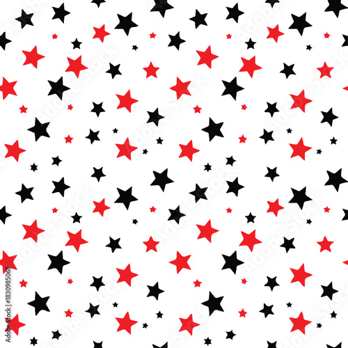 star seamless vector pattern red and black stars random scatter