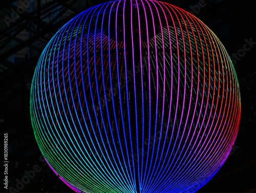 RGB arcade disco led ball abstract background