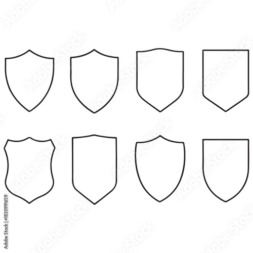 Shield Shapes Set Vector 
