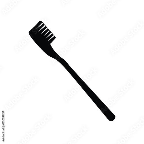 Black Silhouette of Toothbrush Shape Isolated on White Background Design