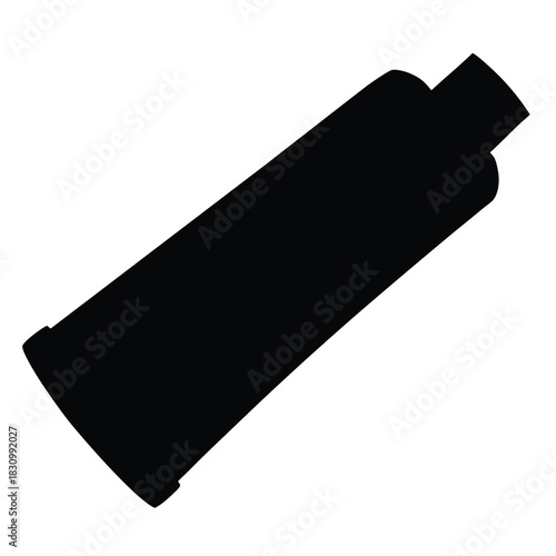 Black Silhouette of Tube Cream Shape Isolated on White Background Design