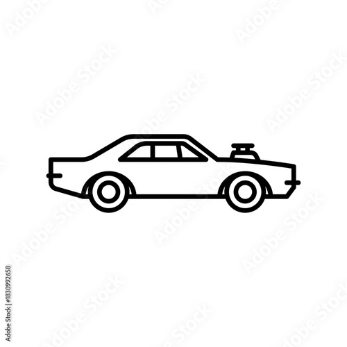 muscle car outline icon. muscle car black line illustration.