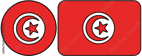 Flag of  Tunisian Oblong Circle علم التونسي 