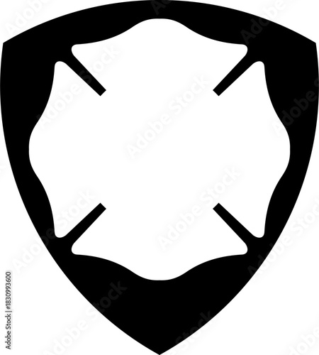 Monochrome vector graphic of a white maltese cross on a black background. The Maltese cross symbolizes courage, chivalry, and protection, most famously associated with the Knights of St. John