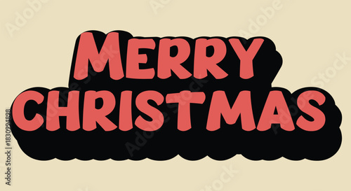 Merry christmas greeting text in red with bold black outline Vector