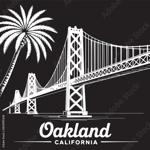 Golden Gate Bridge and Palm Trees Silhouette