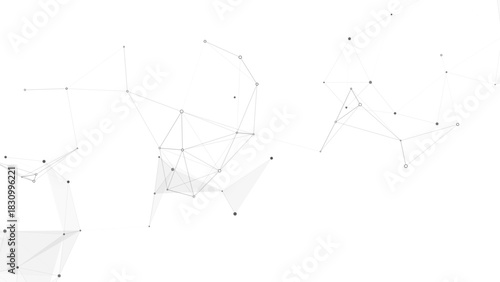 Abstract Minimalist White Technology Background Black Geometric Network of Connected Nodes & Lines. Digital Data, Neural Mesh, & Communication Concept for all Business & Web Design needs.