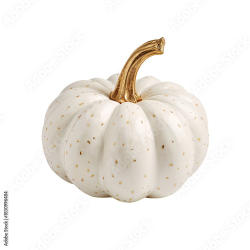 Decorative White Pumpkin With Gold Accents for Fall Home Decor